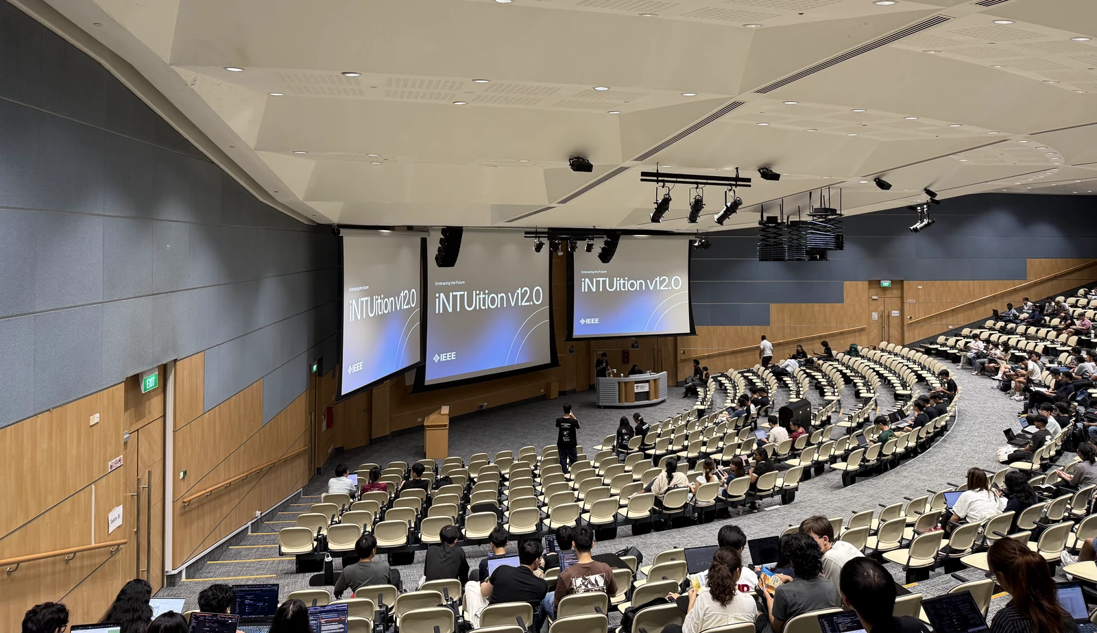 Participants in the lecture theatre at iNTUition v12.0